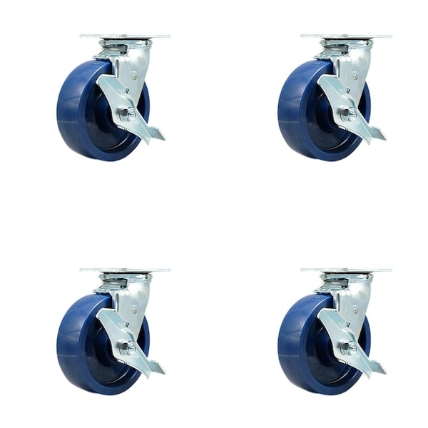 Tool Box Caster Wheel Set 6'' Solid Polyurethane Swivel Casters, 4PK